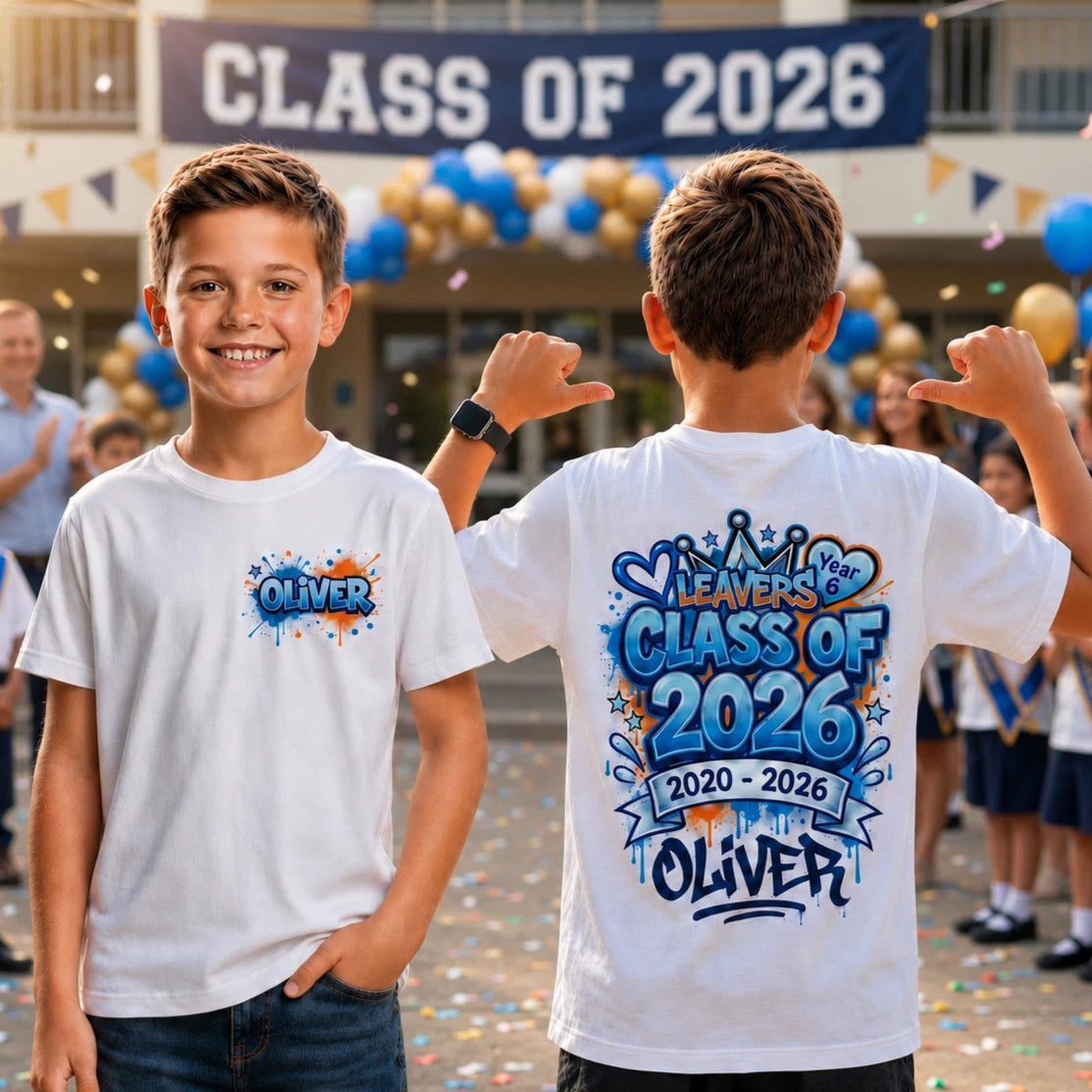 Personalised Class Of 2026 T Shirt, School Leavers Custom Name Tee