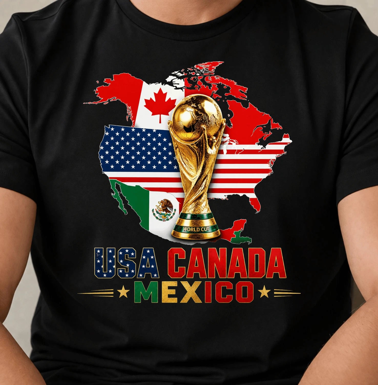 World Cup 2026 USA Canada Mexico T-Shirt Patriotic Soccer Fan Gift Tee Premium