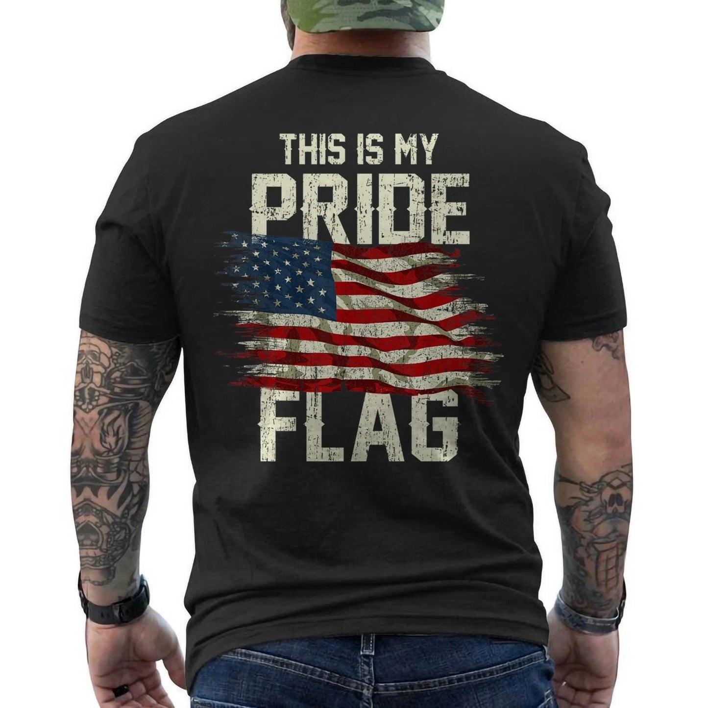 This Is My Pride Flag 4th Of July Patriotic USA Flag ON BACK T-Shirt