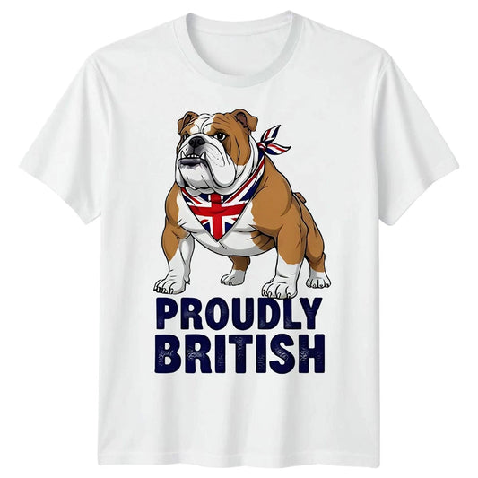 Proudly British Bulldog Union Jack British National Pride Mens Womens T-Shirt
