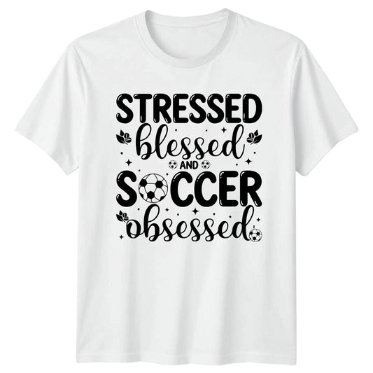 Stressed Blessed And Soccer Obsessed Womens T-Shirt Soccer Mom Gift For Her