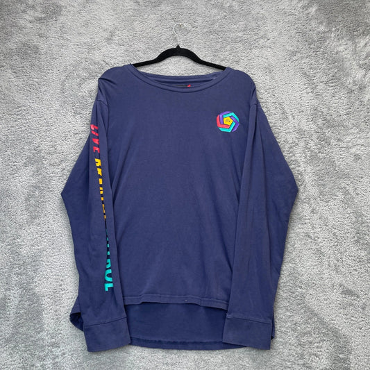 Live Breathe Futbol Shirt Mens Medium Blue Graphic Soccer Football Athleisure