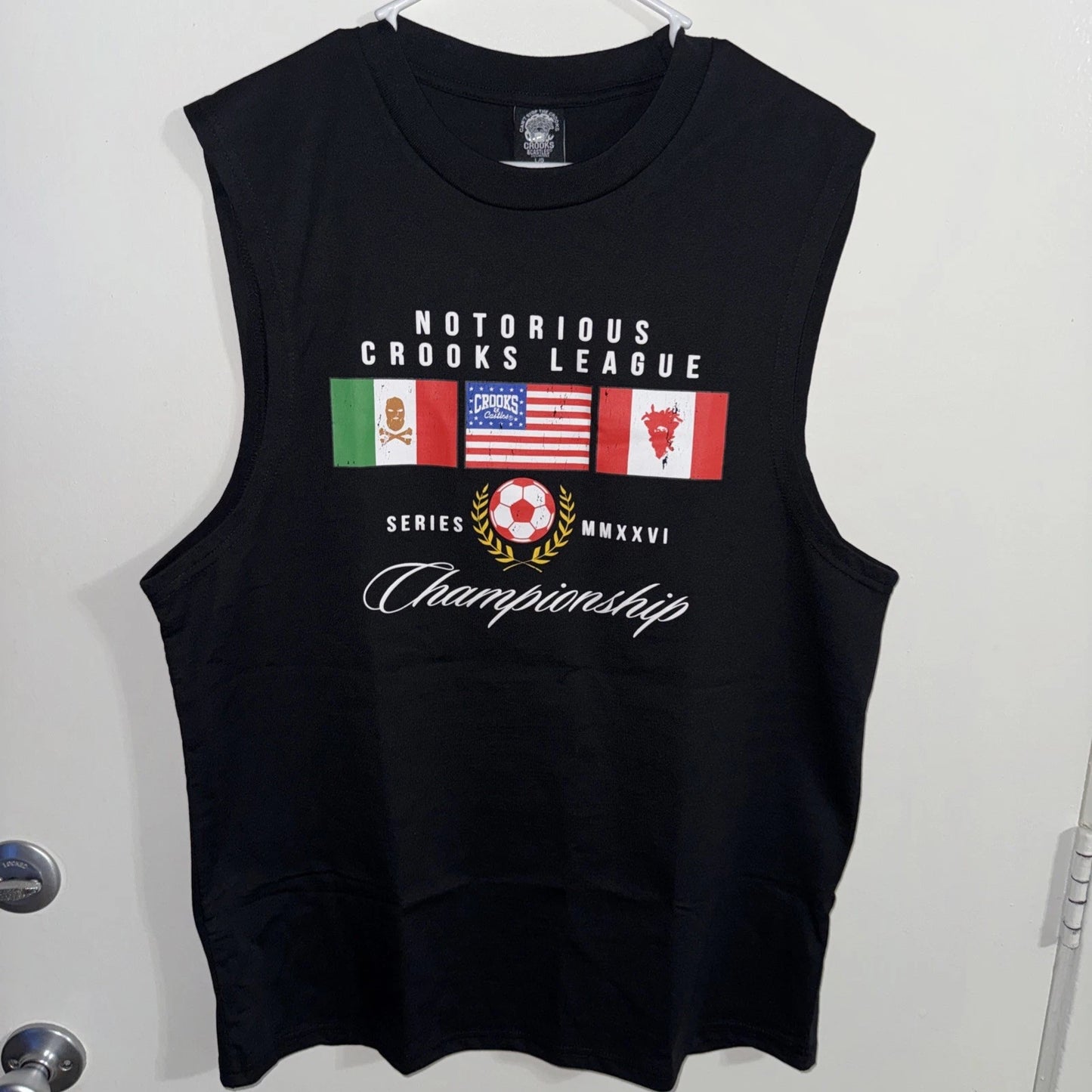 Crooks & Castles Tank Top T-Shirt Sz L Crooks Soccer League Hooligans Edition