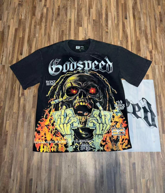 Mens NEW Godspeed Skeleton Hands USD print Short sleeved T-shirt