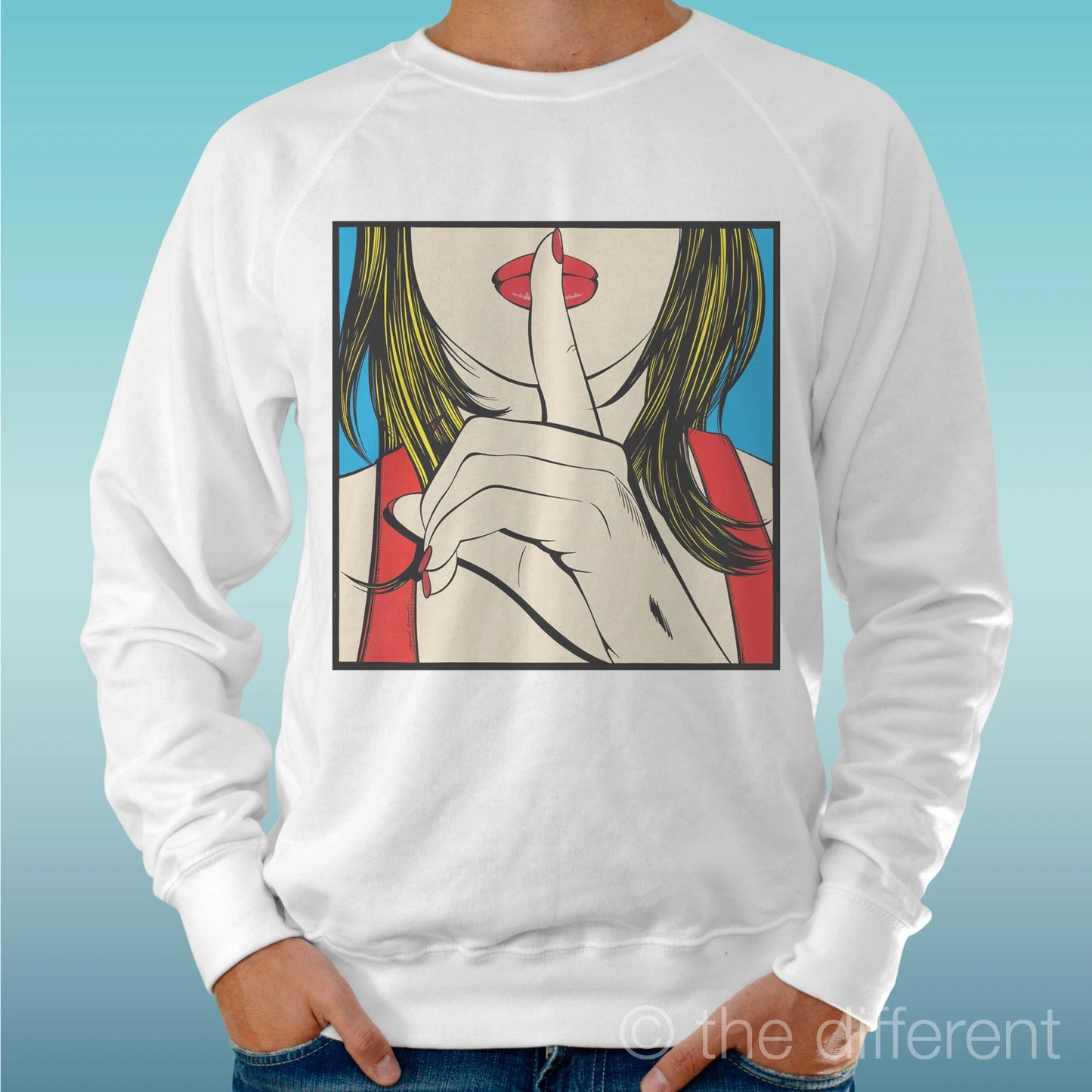 Felpa Man Light Sweater White " Girl IN Silence Art. " Road To Happiness