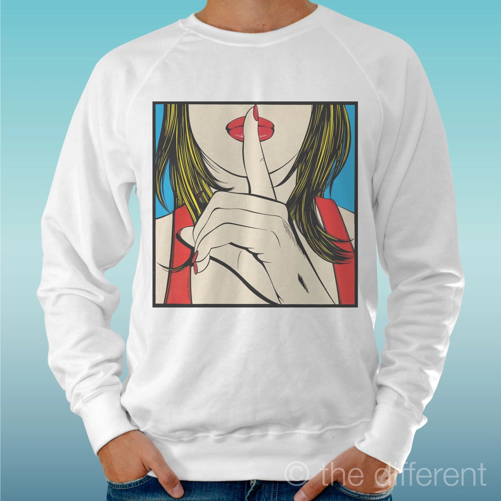 Felpa Man Light Sweater White " Girl IN Silence Art. " Road To Happiness