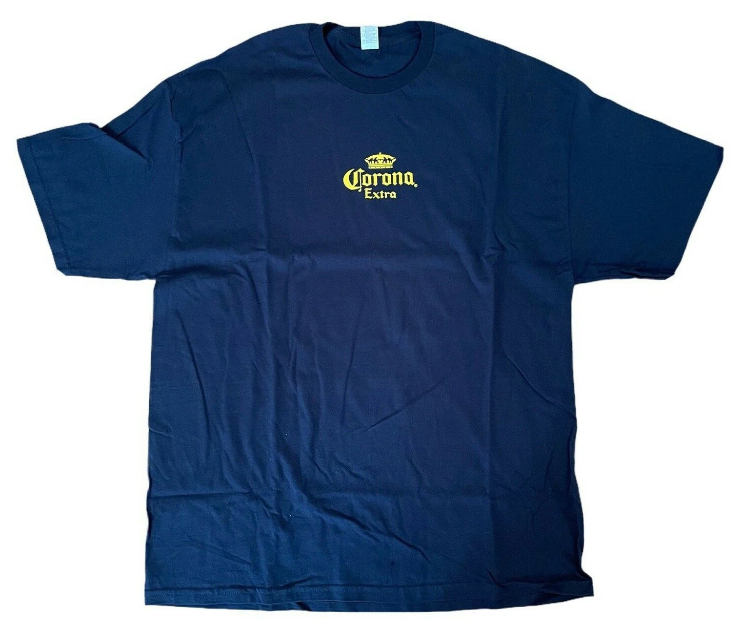 NEW Men XL CORONA Extra Beer Logo Navy Blue Tee Graphic T-Shirt Merchandise Gift