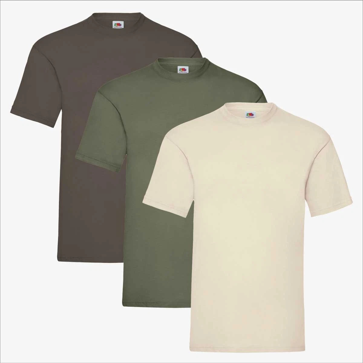 Fruit of the Loom Valueweight T-Shirt 3 Pack | Mens Earth Tones Olive Brown