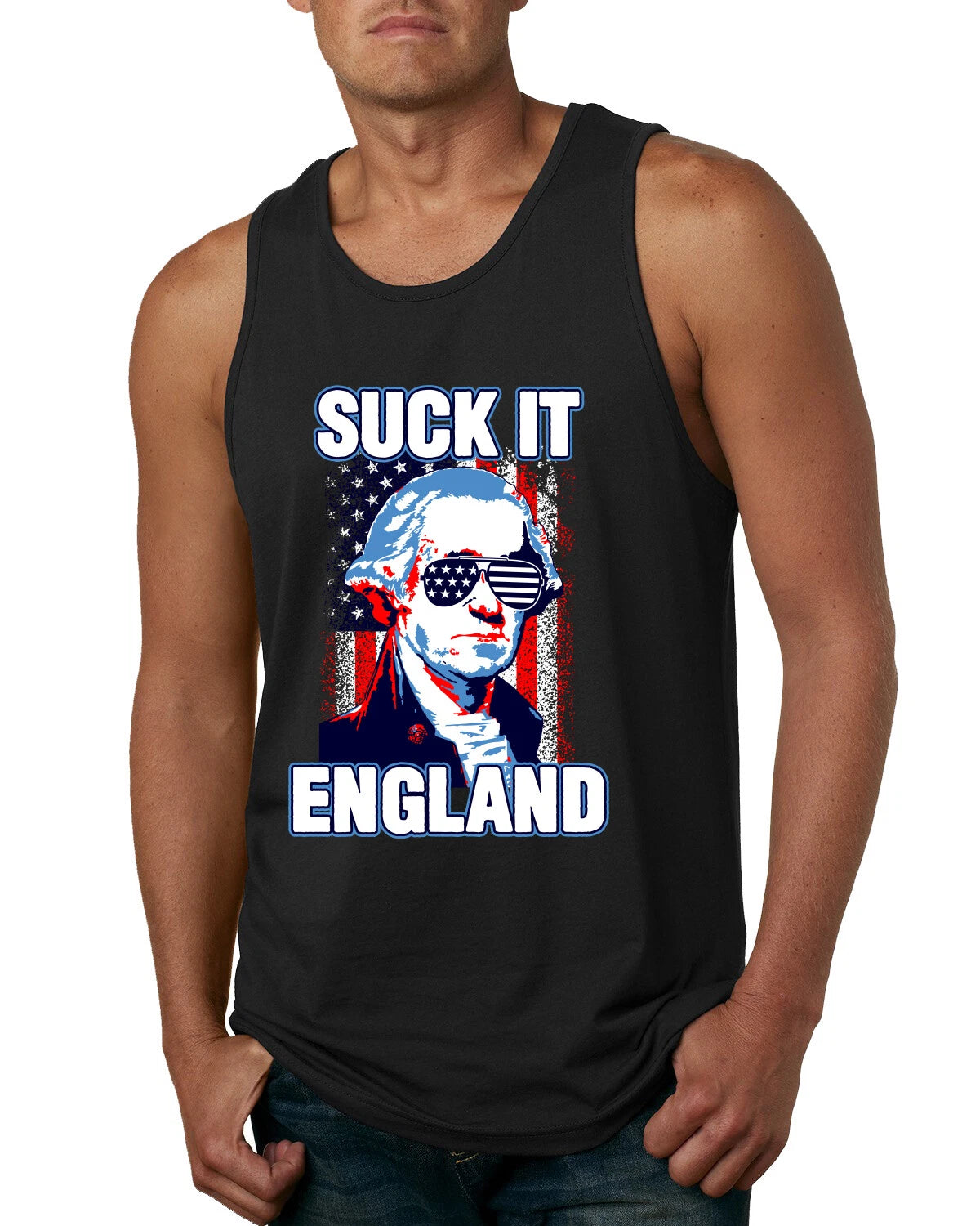 Suck it England Funny 4th of July George Washington American Pride Men Tank Top