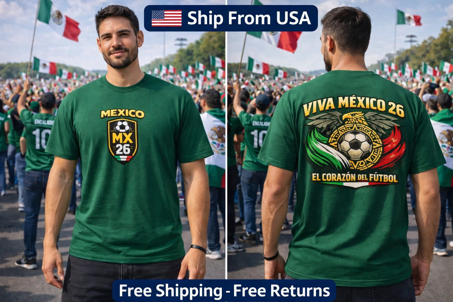 Mexico MX 26 Graphic T-Shirt Soccer Fan Tee Football World Cup 2026 Unisex Tee