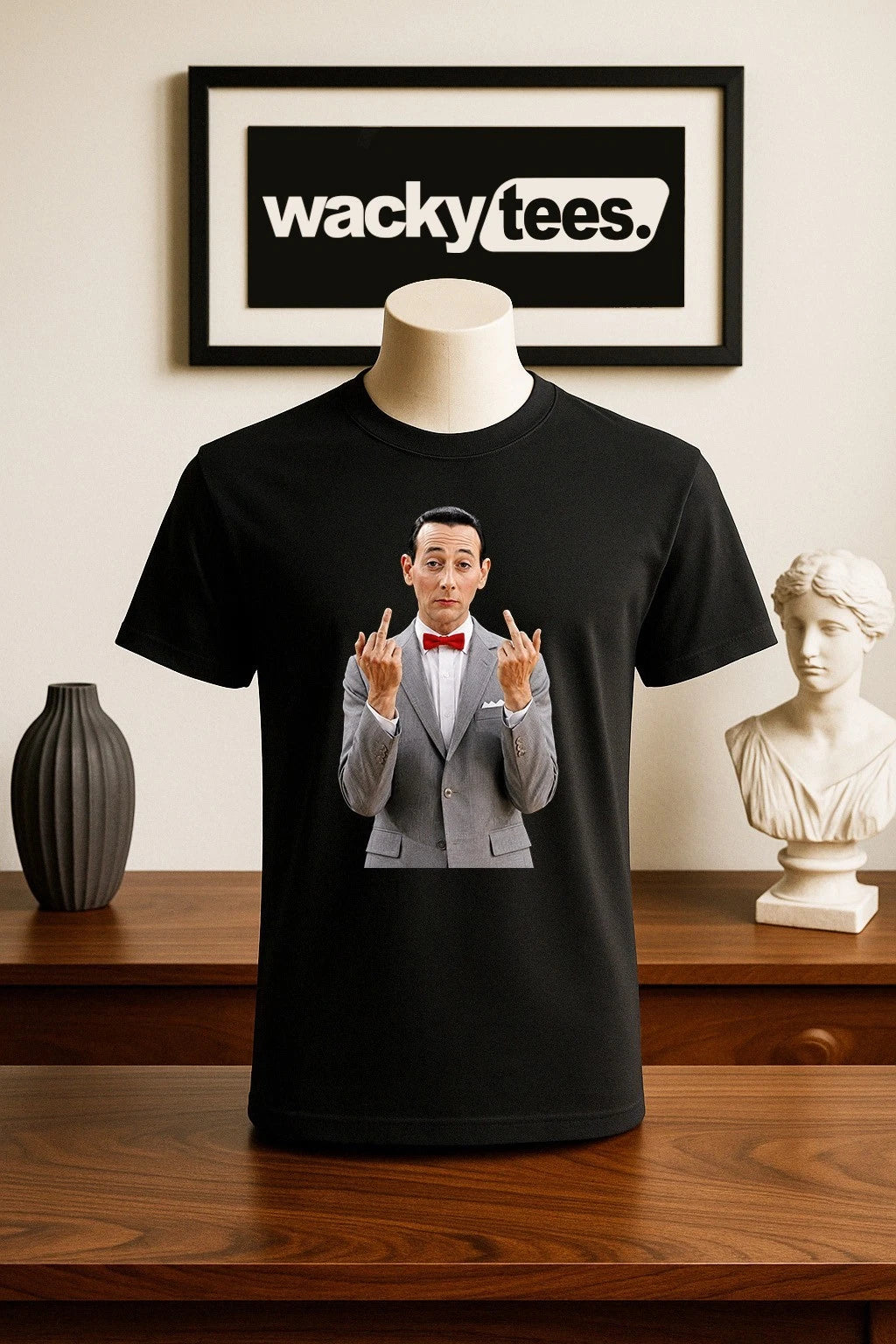 Pee Wee Herman Flipping The Bird Vintage Classic Big Adventure Graphic Tee Shirt
