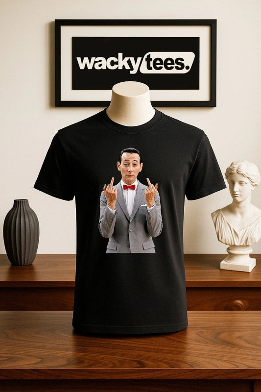 Pee Wee Herman Flipping The Bird Vintage Classic Big Adventure Graphic Tee Shirt