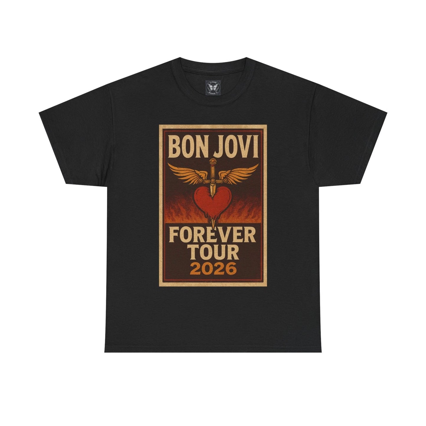 Bon Jovi T-Shirt Forever Tour 2026 Graphic Tee Vintage Band Merch Black Cotton T
