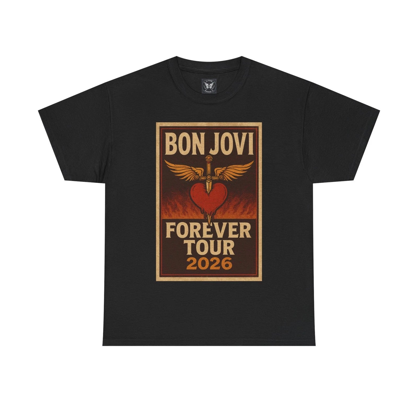 Bon Jovi T-Shirt Forever Tour 2026 Graphic Tee Vintage Band Merch Black Cotton T
