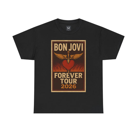 Bon Jovi T-Shirt Forever Tour 2026 Graphic Tee Vintage Band Merch Black Cotton T