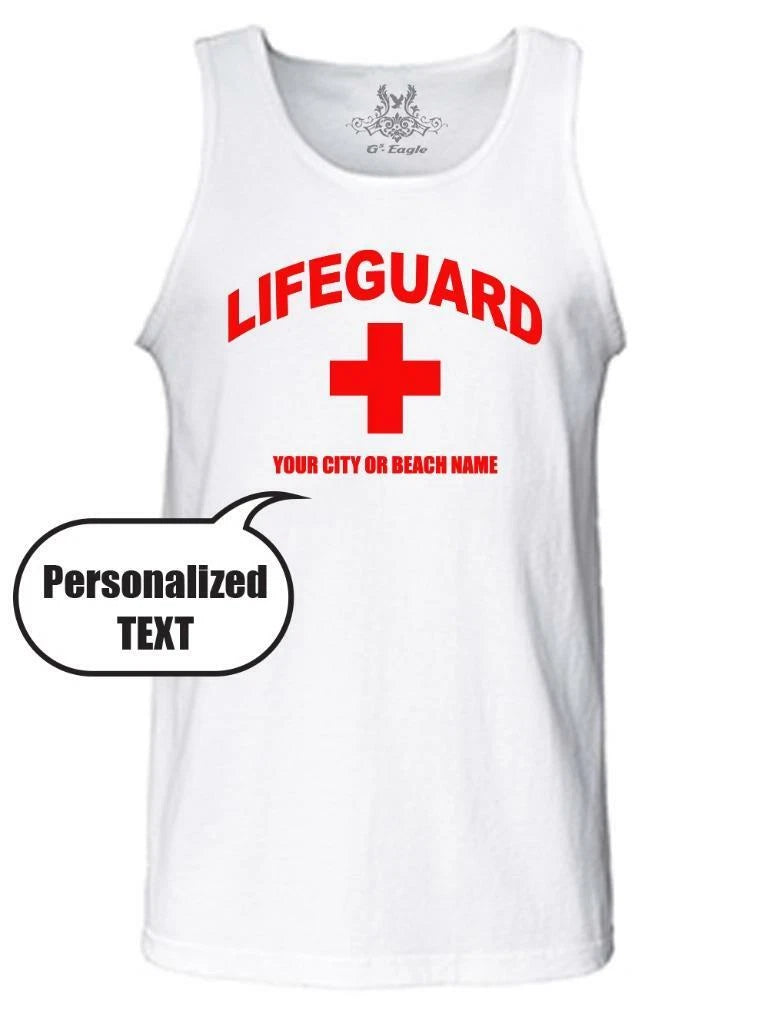 MEN'S PERSONALIZED LIFEGUARD CUSTOM FUNNY BEACH SAFETY PARTY HALLOWEEN TANK TOP