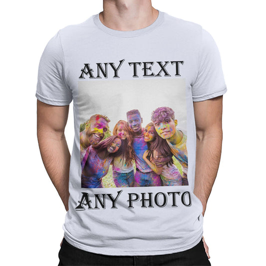 Personalised T-Shirt Any Photo Text Printed Custom Image Mens Womens Tee #TA-195