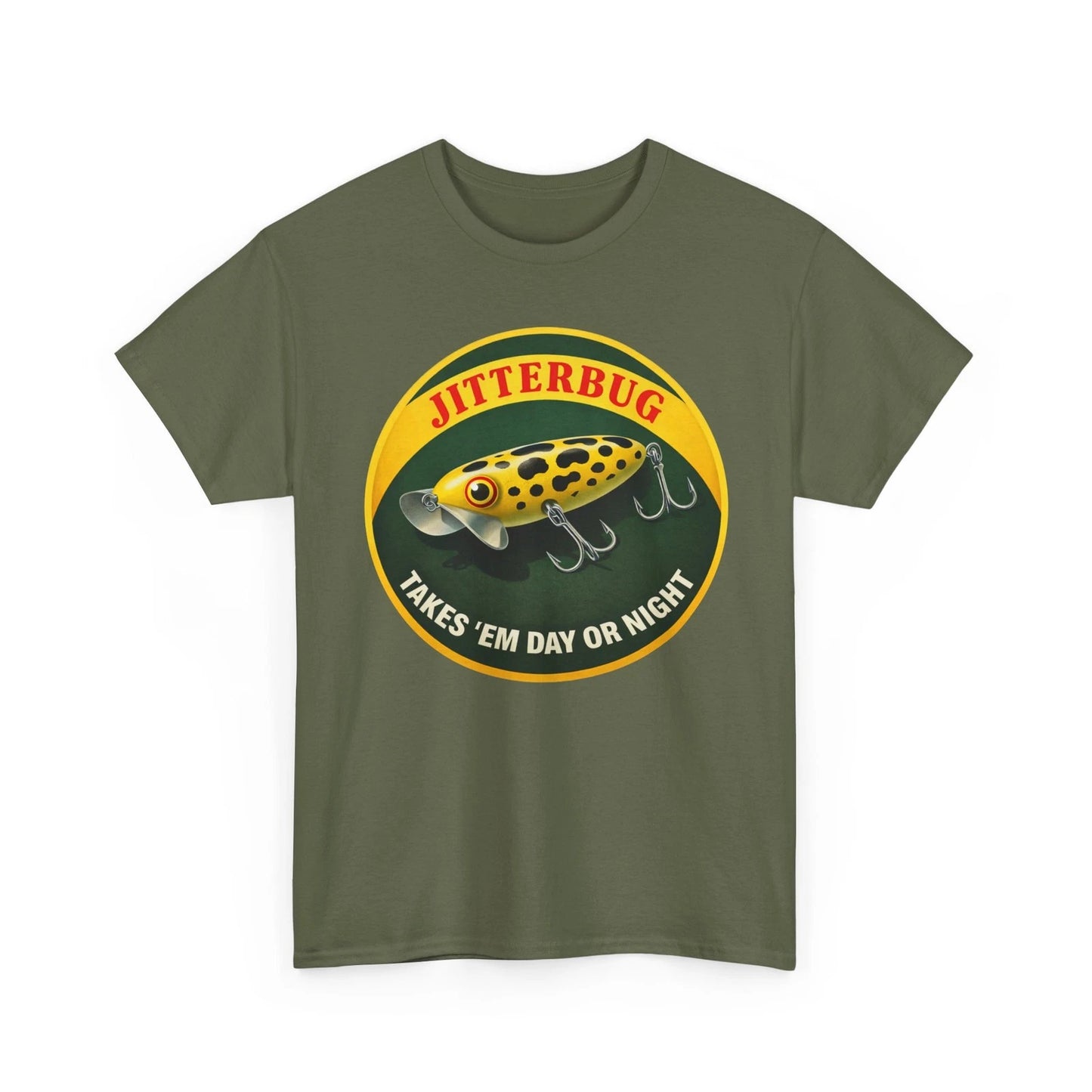 Jitterbug Takes 'Em Day Or Night Vintage Arbogast Fishing Lure Collector T-Shirt
