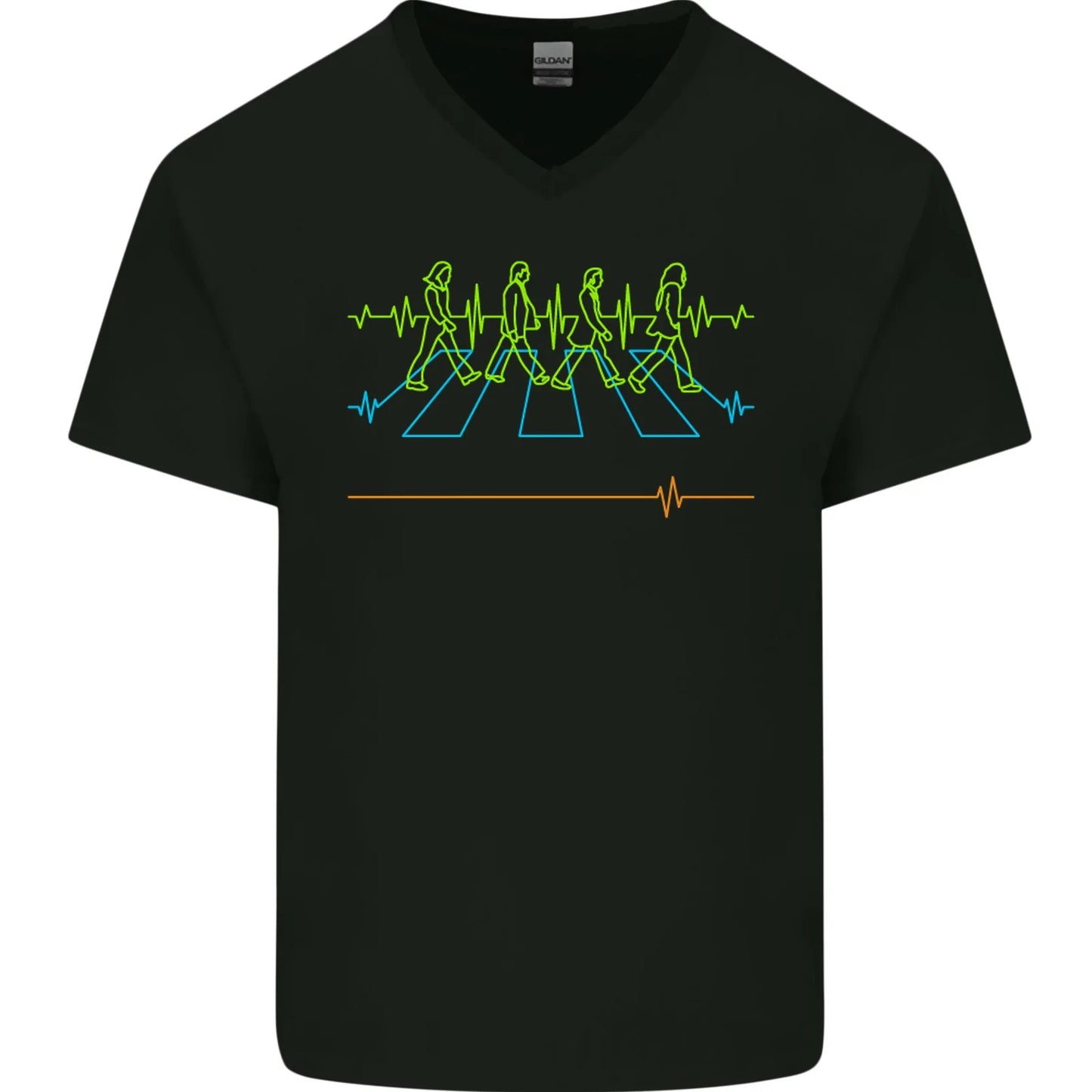 Electrocardiography Music Abby Road Mens V-Neck Cotton T-Shirt