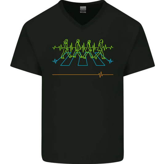 Electrocardiography Music Abby Road Mens V-Neck Cotton T-Shirt