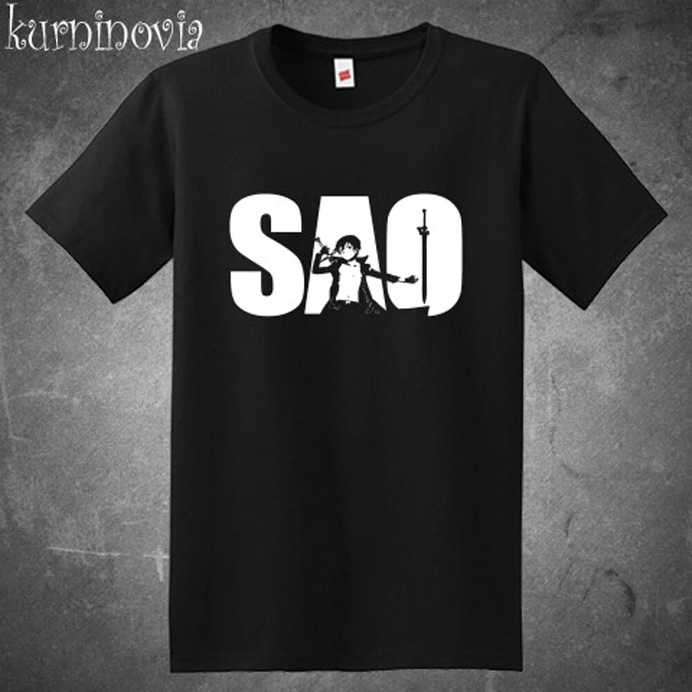 SAO Sword Art Online Anime Cartoon Men's Black Size S to 5XL