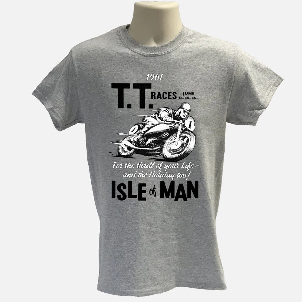Isle of Man TT T Shirt Vintage Motorcycle Racing Organic Cotton Biker Tee