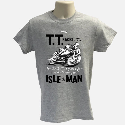 Isle of Man TT T Shirt Vintage Motorcycle Racing Organic Cotton Biker Tee