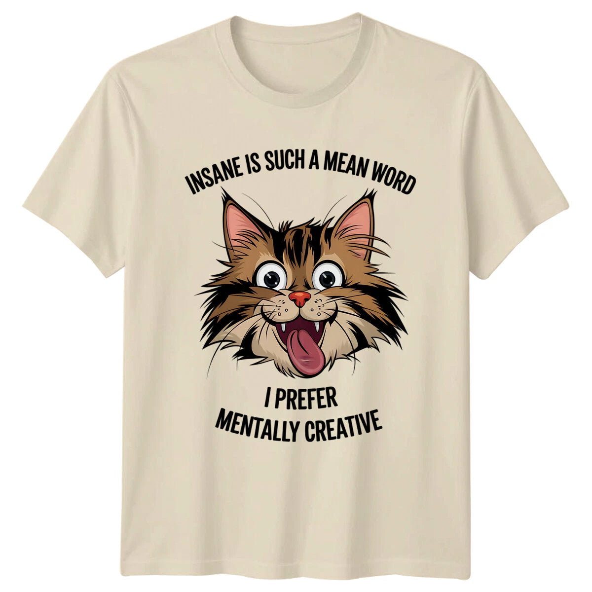 Insane Is Such A Mean Word Cat Pun T-Shirt, Mentally Creative