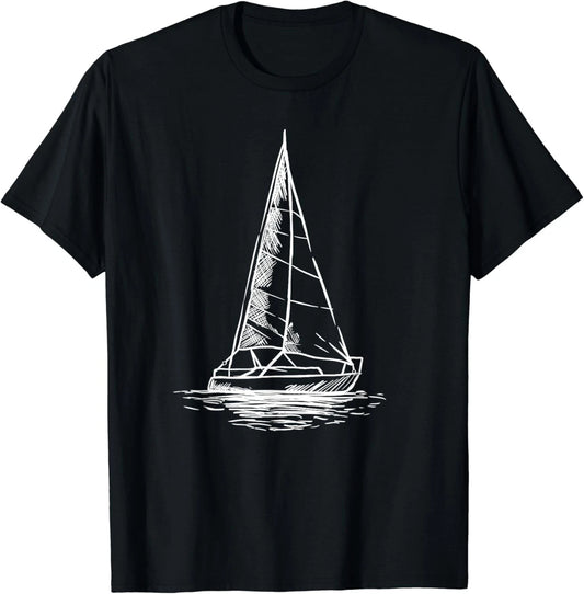 Sailor Boating Anchor - Simple Line Drawing Sailboat Sailing Gift Unisex T-Shirt