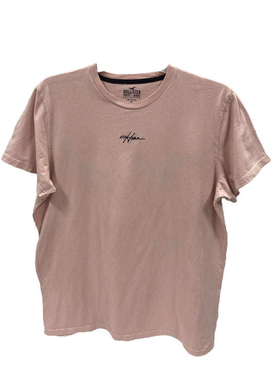 Hollister T Shirt Mens XL Beige Minimal Logo Crew Neck Short Sleeve Casual
