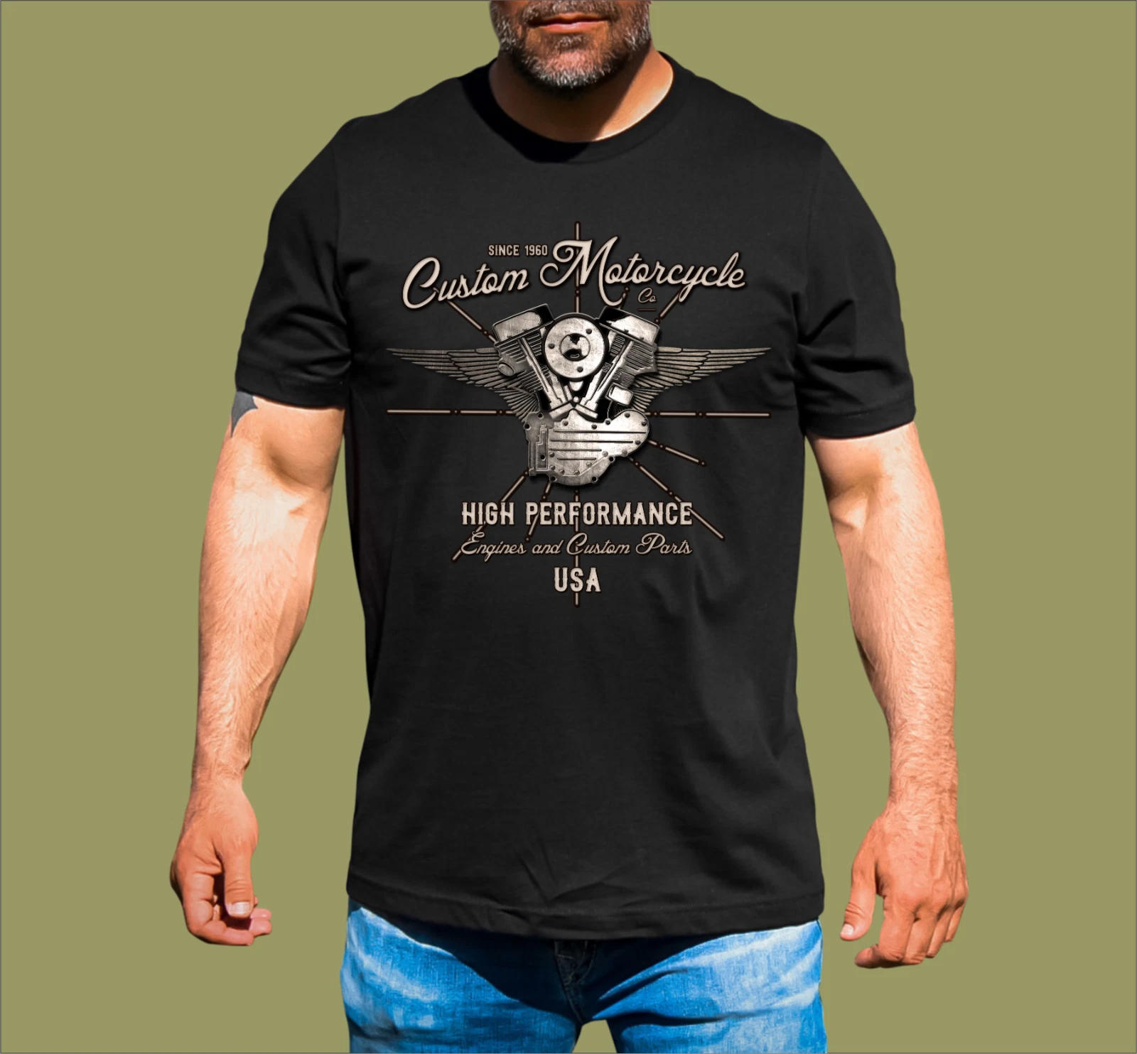 CUSTOM MOTORCYCLE USA T-SHIRT