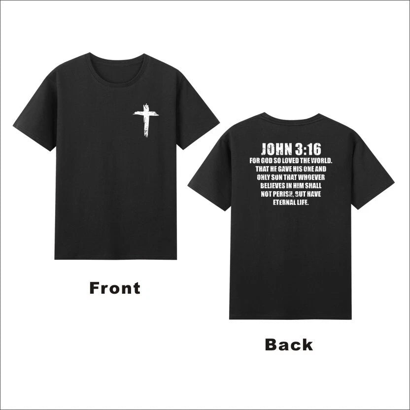 John 3:16 Jesus Christian Bibles Cross Faith T-Shirt