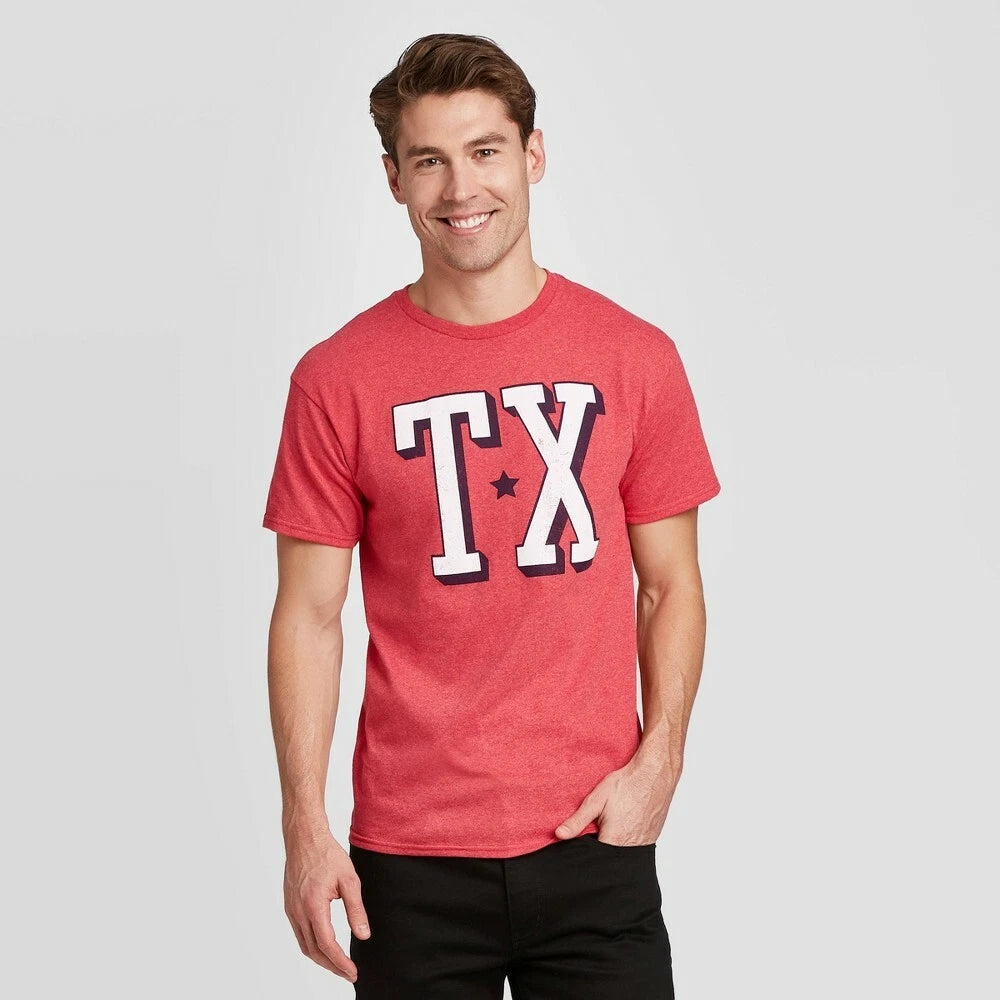 Men's Short Sleeve TX Graphic T-Shirt Modern Lux Red Small