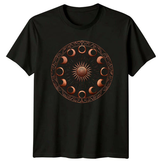 Sun Moon Phases Celestial Art T-Shirt Moon Phases Astrology Him And Her