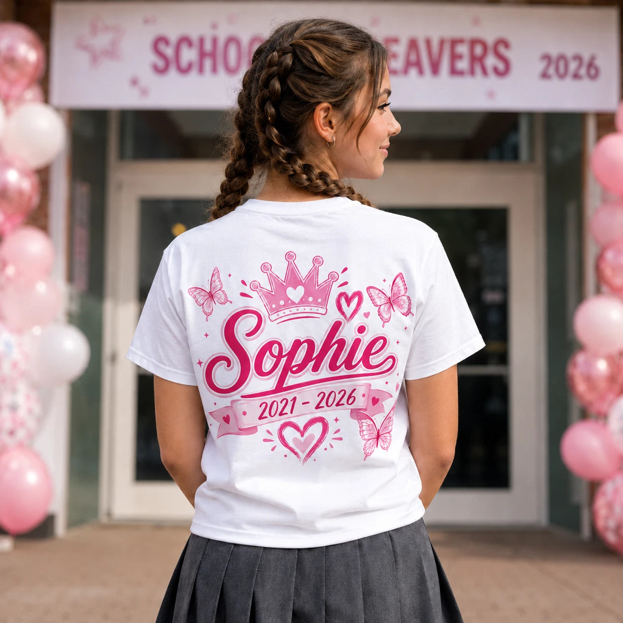 Personalised School Leavers Girls Crown T Shirt