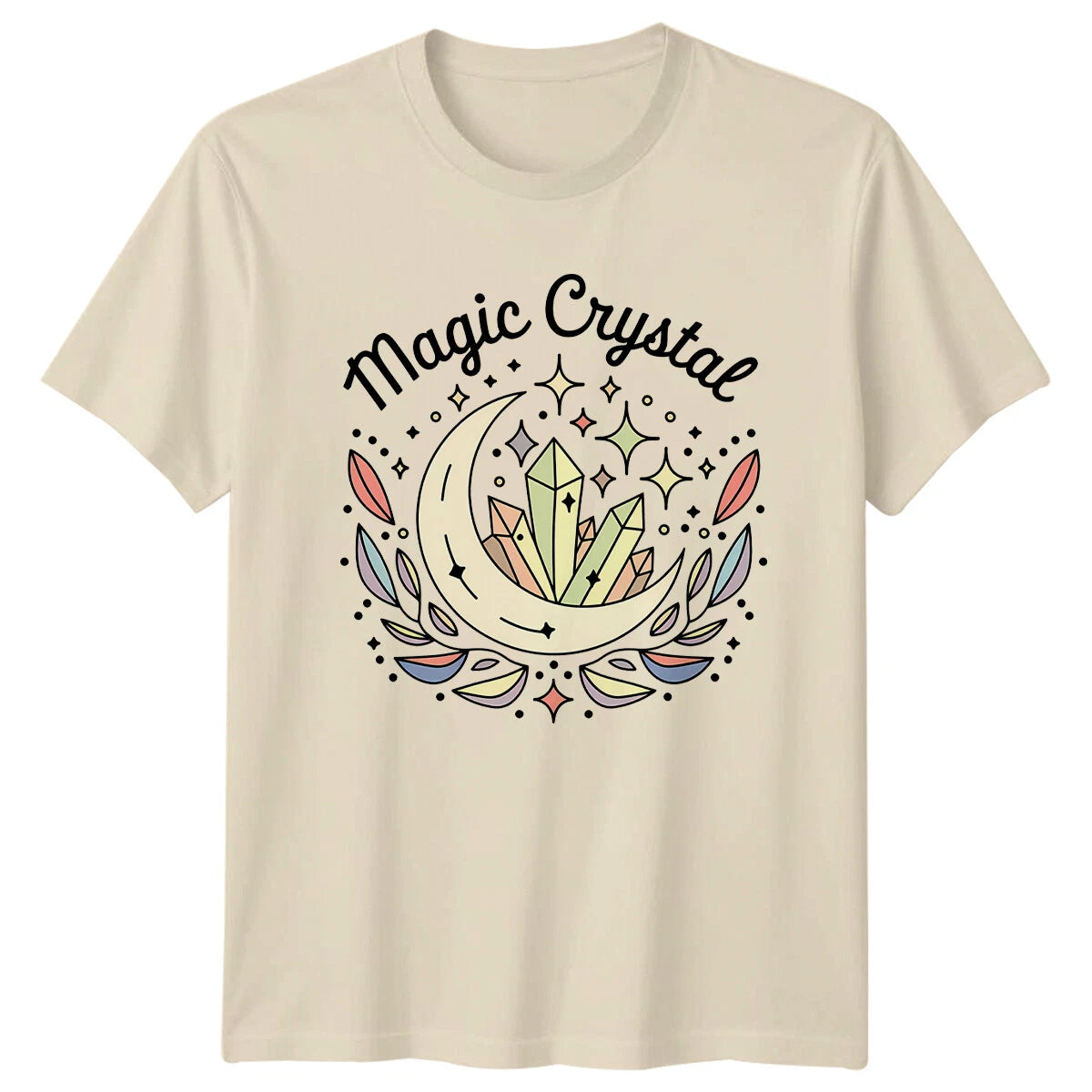 Magic Crystal Moon Boho Celestial Graphic T-Shirt Mystical Tee