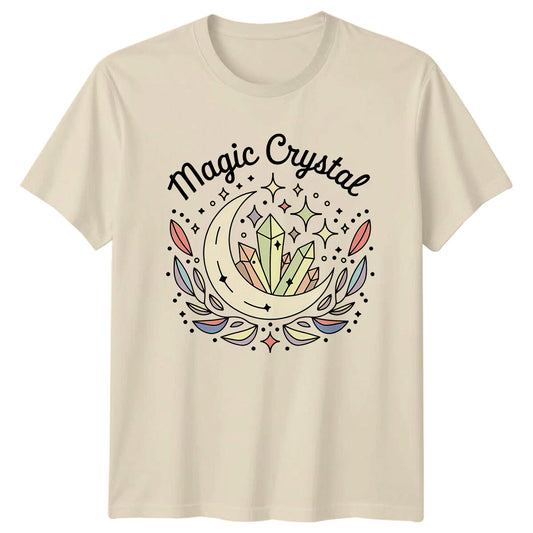 Magic Crystal Moon Boho Celestial Graphic T-Shirt Mystical Tee