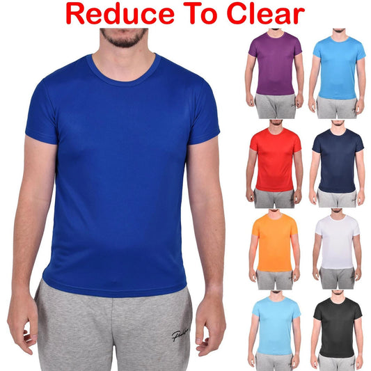 Mens Plain T Shirts Short Sleeves Sports Fitness Breathable Casual Crew Neck Top