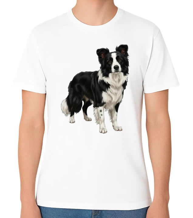 Border Collie Dog Standing Illustration T-Shirt Herding Dog Lover Unisex Tee