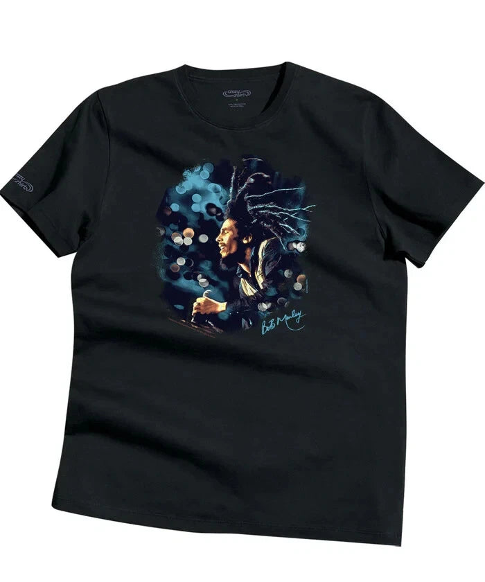 Crazy Shirts Bob Marley Bokeh Dreadlocks  Black Short Sleeve Pima T-Shirt XL NWT
