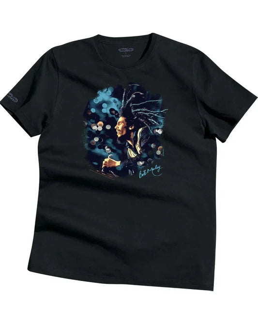 Crazy Shirts Bob Marley Bokeh Dreadlocks  Black Short Sleeve Pima T-Shirt XL NWT