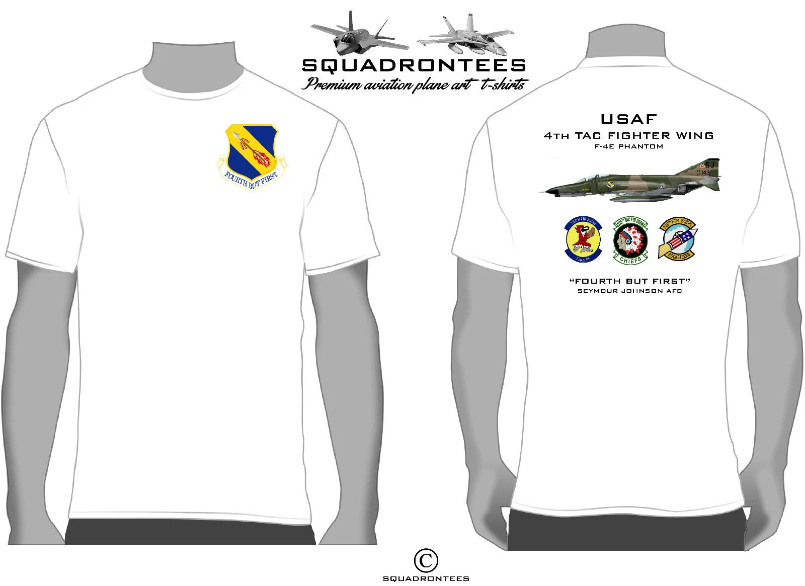 4th Tactical Fighter Wing F-4 Phantom Squadron T-Shirt, USAF Licensed Product