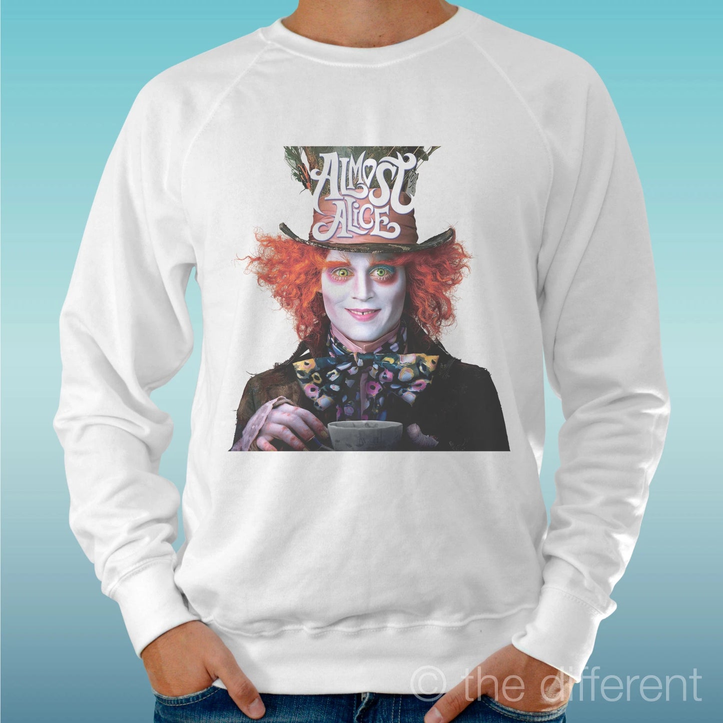 Felpa Man Light Sweater White " Hatter Matto Film " Road To Happiness