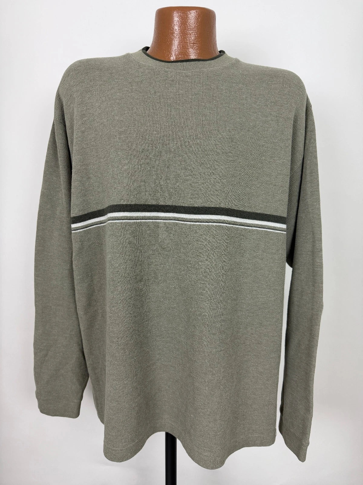 Vintage 90s Ribbed Shirt Men Large Boxy Minimal Grunge Stripe Heavy Rayon Cotton
