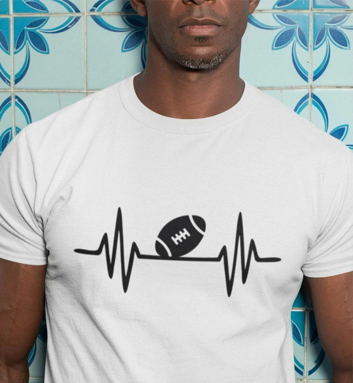 Rugby Ball T-Shirt Heartbeat Pulse Player for Sports Soccer Birthday Unisex Top
