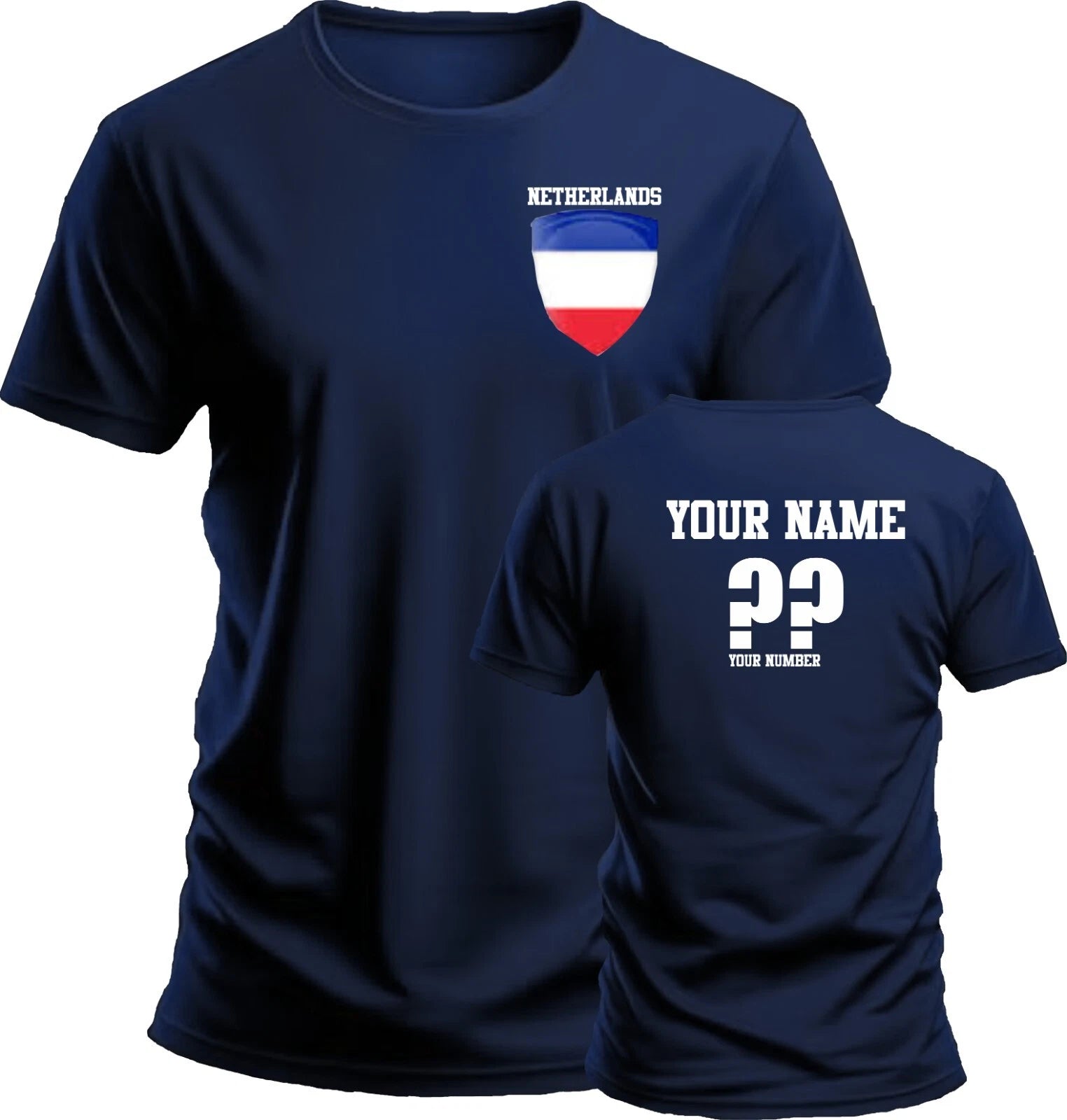 Personalise Netherland Football T-Shirt Soccer Fan Sports Costume Flag Badge Top