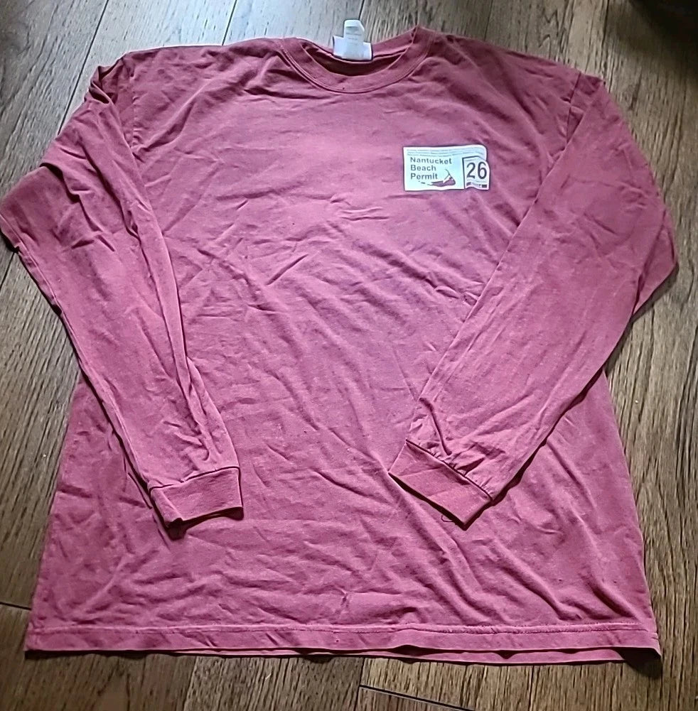 Nantucket Beach Permit 26, Long Sleeve Scarlet Color W/white. Size XXL