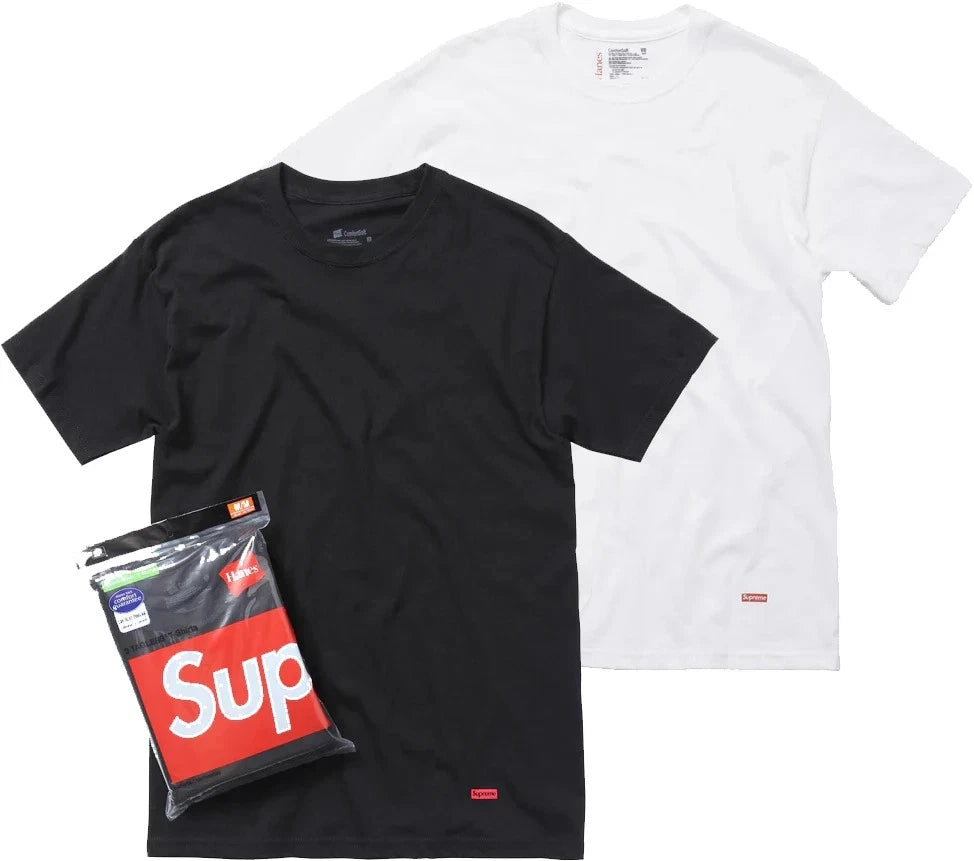 SALE - Supreme Hanes Tagless Tees T-Shirt AUTHENTIC White or Black 'FAST SHIP'