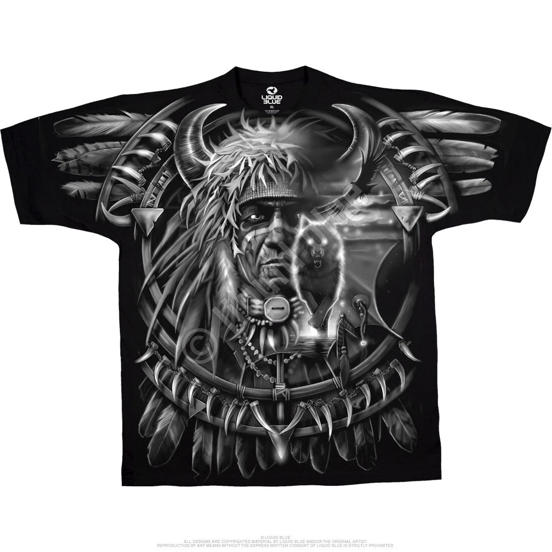WOLF DREAMCATCHER-2 SDD Big Print-T-SHIRT S-M-L-XL-XXL-3X,4X,5X,6X Native Mystic
