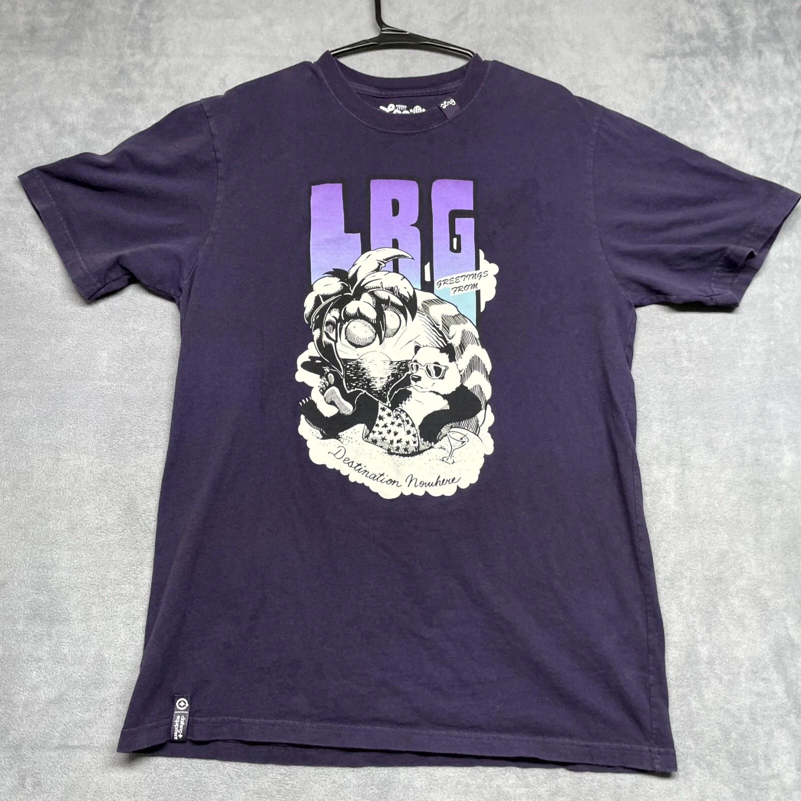 LRG Y2K Lounging T-Shirt Men's Large Purple Graphic Print Cotton Short Sleeve